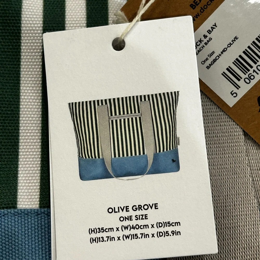 Striped Green and Blue Beach Bag - Picture 6 of 6